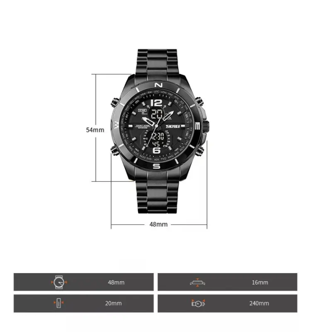 Чоловічий наручний годинник Skmei 1670 (Чорний) Вінниця - фото 6