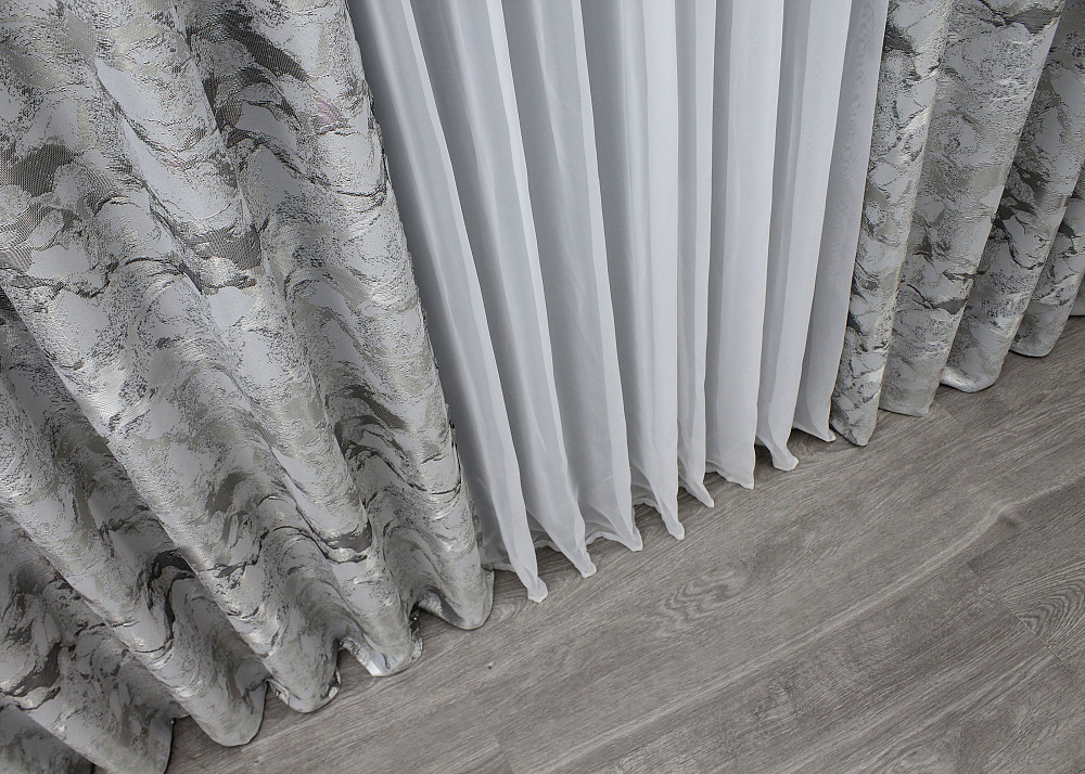 Шторна тканина жакард "Мармур Al3" шириною 1,45м колір світло-сірий з венге 1597ш Київ - фото 6