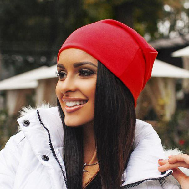 Шапка женская бини из дайвинга оптом | Распродажа модели Красный Киев - изображение 1