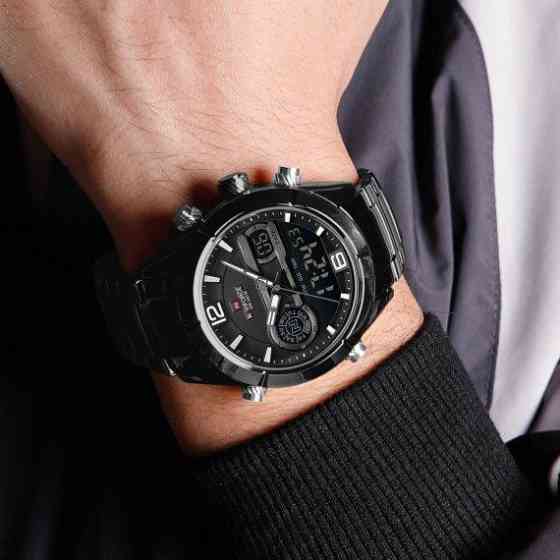 Годинник чоловічий тактичний Naviforce Aviator Чорний Київ