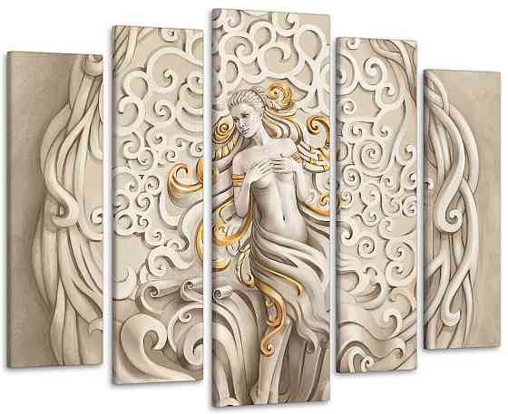 Модульна картина у вітальню / спальню Дівчина з візерунками Art-378_5 ( 80х118см ) Київ