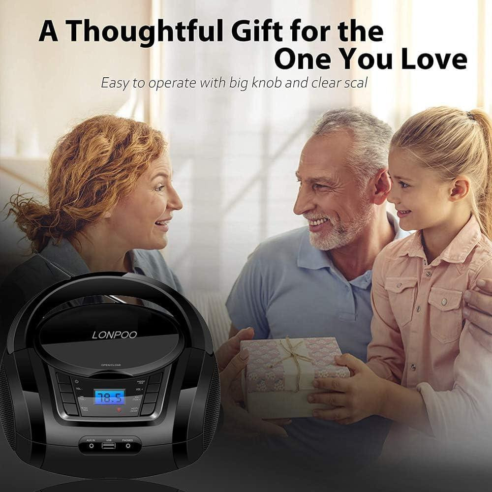 Портативний домашній CD-програвач LONPOO LP-D03 з Bluetooth, ретро-бумбокс Bluetooth, USB, MP3, AUX, FM-радіо Дніпро - фото 8