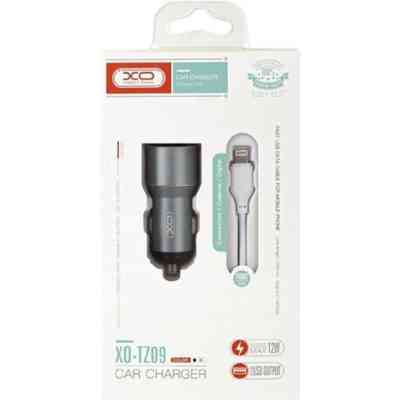 Зарядний пристрій XO TZ09 2.4A/2 USB + cable lightning Grey (XO-TZ09L-GR) Вінниця