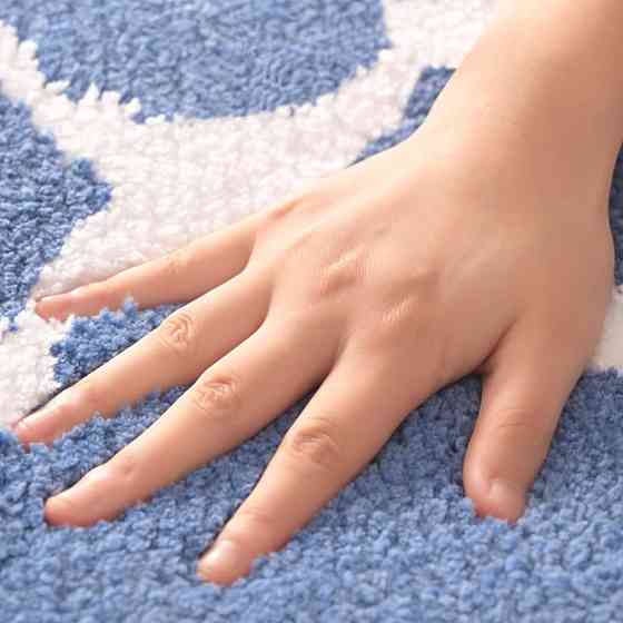 Килимок для ванної кімнати та душу килимок для ніг в душову, мікрофібра, атиковзкий c візерунком 40х60 см, синій Кам'янець-Подільський