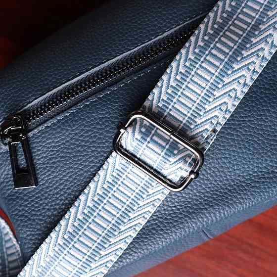 Трендова сумка на одне відділення для стильних жінок із натуральної шкіри Синя (Vintage) Київ