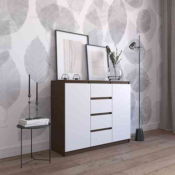 Комод VAYS R-11 Венге Темний-Білий фасад, 4 шухляди та 2 відділення з полицями, без ручок, ЛДСП, 120×40×98 см - для спальні, вітальні, передпокою Львів