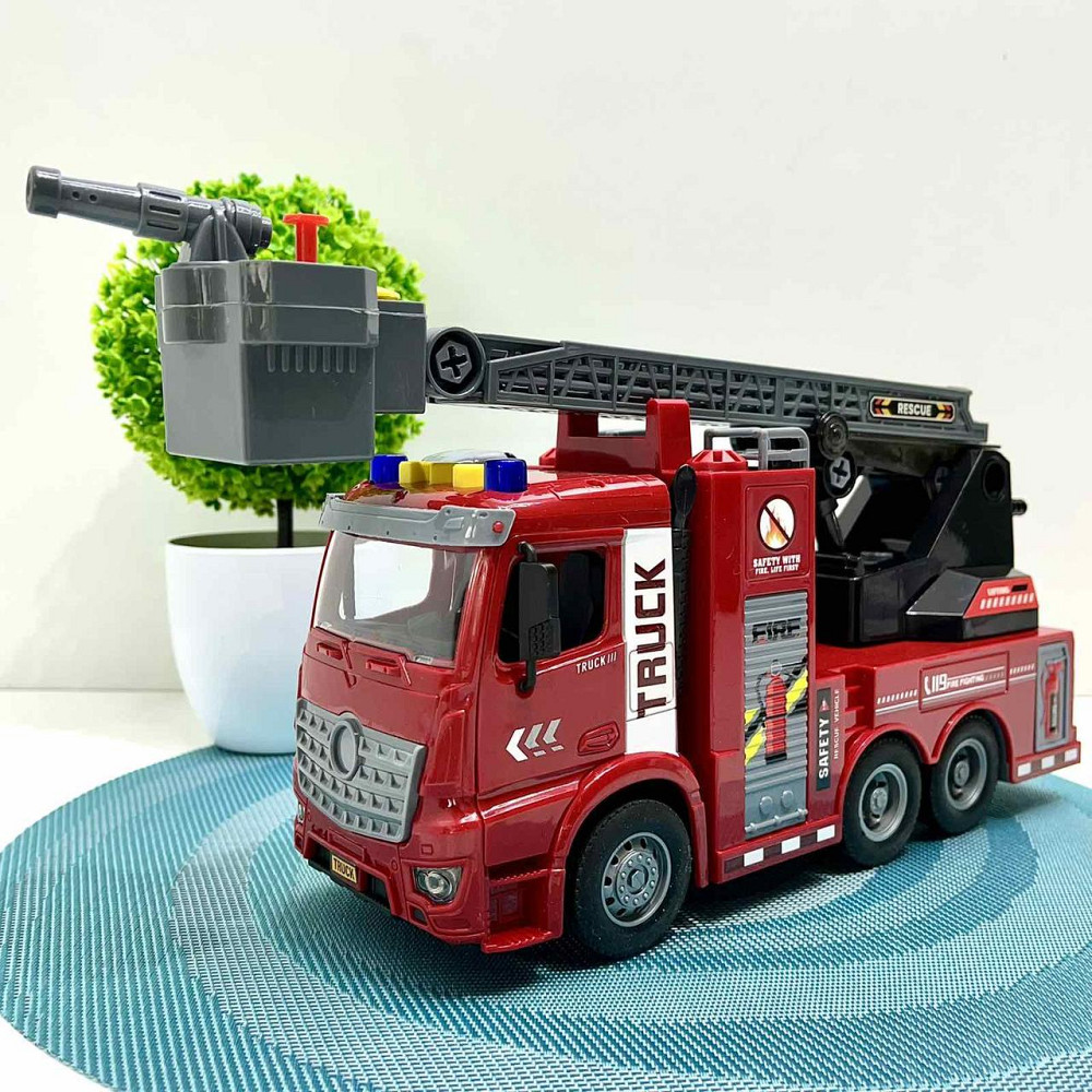 Спецтехніка Пожежна машина звук підсвічування механічний розбризкувач води кран рухомі деталі інерція Червоний (ZH 812-6) Чернигов - изображение 1