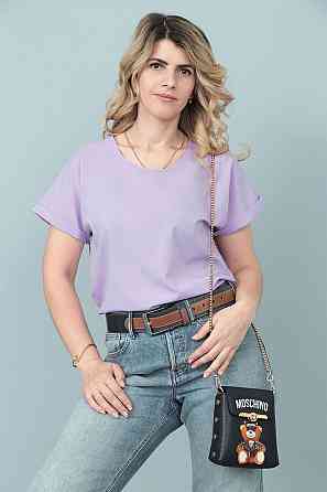 Літня блузка футболка вільного крою "Moment" оптом | Батал 50-52, Лавандовий Київ