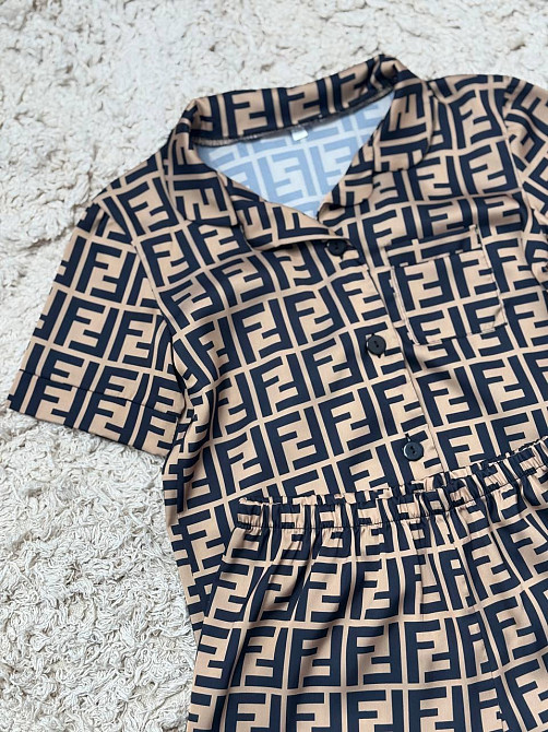 Детская пижамка из сатина шорты с рубашкой Коричневый р 154-158 Харьков - изображение 4