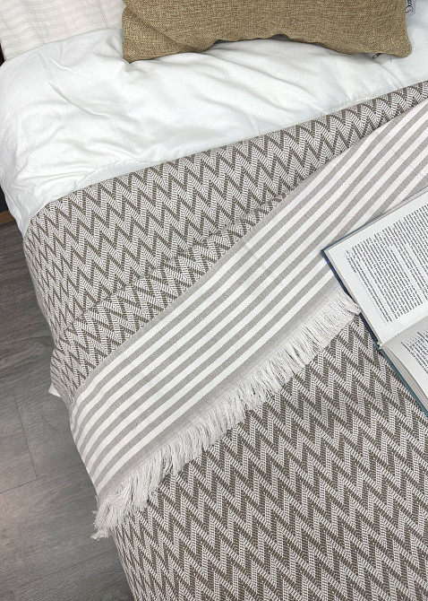 Покривало Dakota Fringe ЄВРО 200х230 см колір сірий з білим (85-196) Київ - фото 7