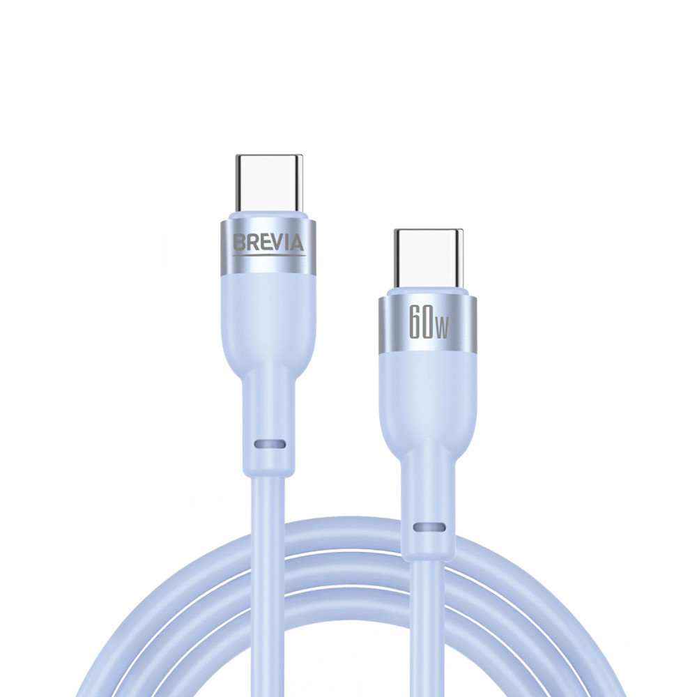 Кабель Brevia Type-C to Type-C 60W 1,2м, синій ZIP (52120UCCZ1) Львів - фото 1