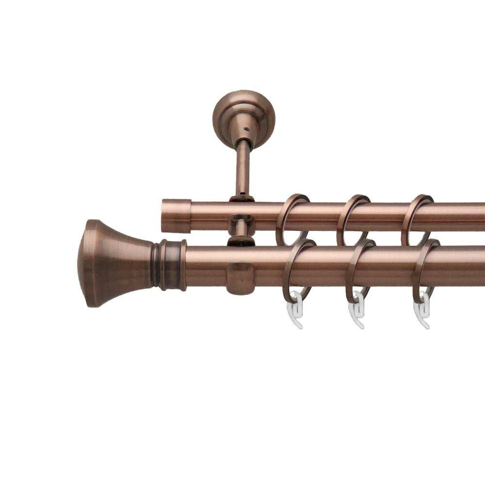 Карниз Orvit Люксор металевий дворядний відкритий гладка труба кільце фасонне металеве  Мідь 25\19 мм 240 см (6950992) Львів - фото 1