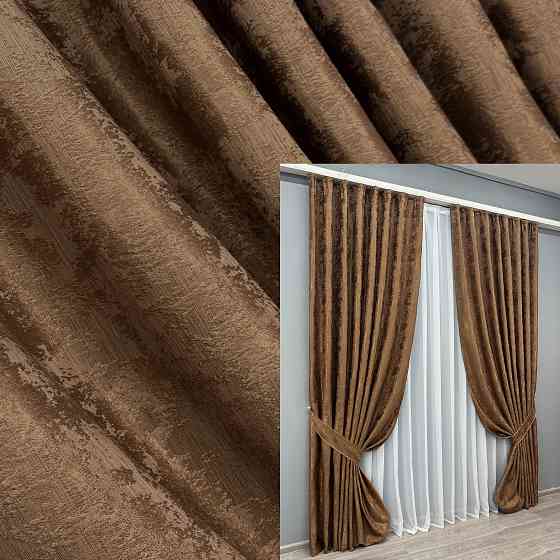 Комплект готових штор VR-Textil Жакард Sultan XO № 1827ш Коричневий 145х250 см 2 шт (39-952) Київ