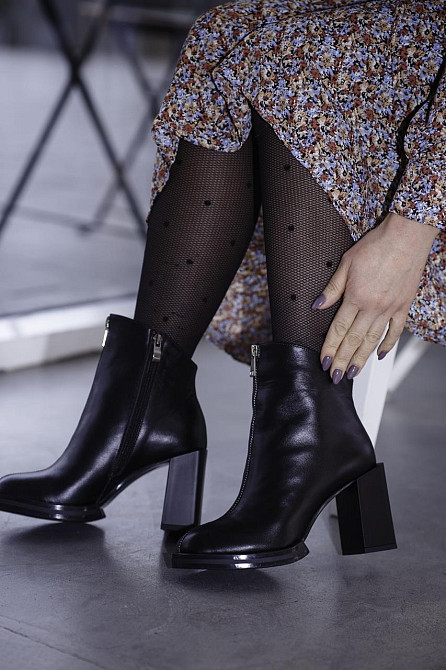 Черевики жіночі осінні на підборах, з натуральної шкіри демісезонні чорні класичні р. 36-38 303 Коломия - фото 5