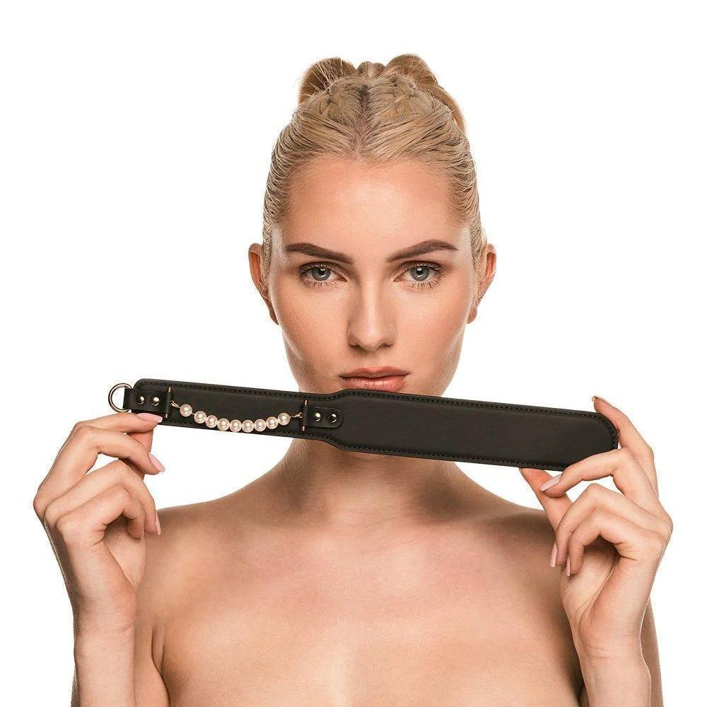 Паддл Guilty Pleasure Pearl з перлами, чорно-золотий Sex Aura Київ - фото 6