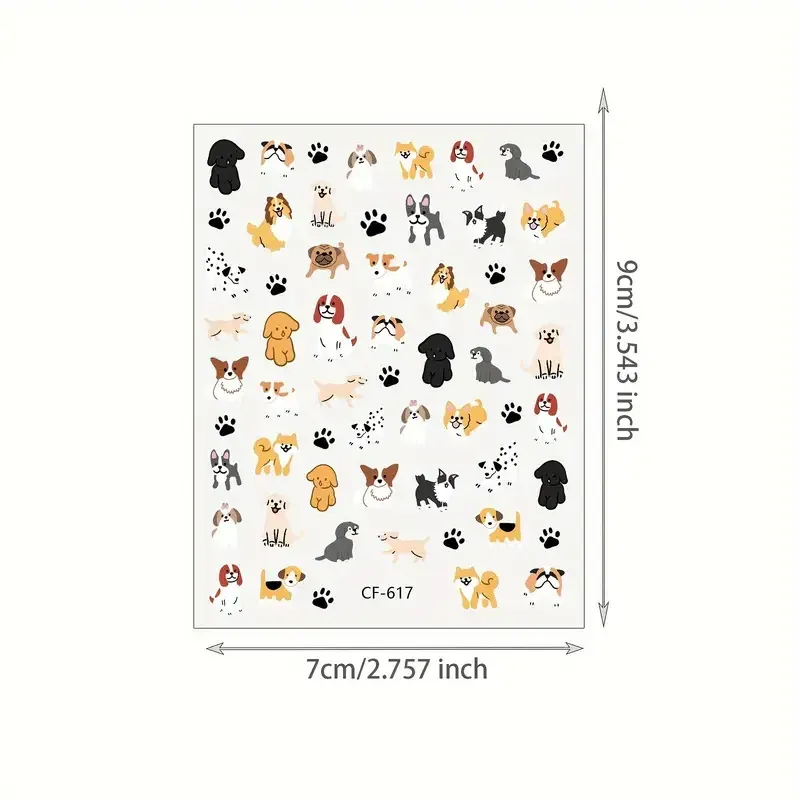 Наклейки для ногтей 3D рельефные – собаки и лапки, 1 лист 7×9 см Киев - изображение 3