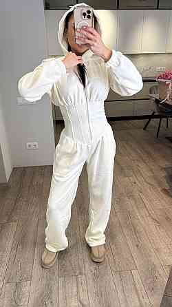 Жіночий стильний теплий корсетний комбінезон двосторонній фліс Молочний, 44/46 Одеса