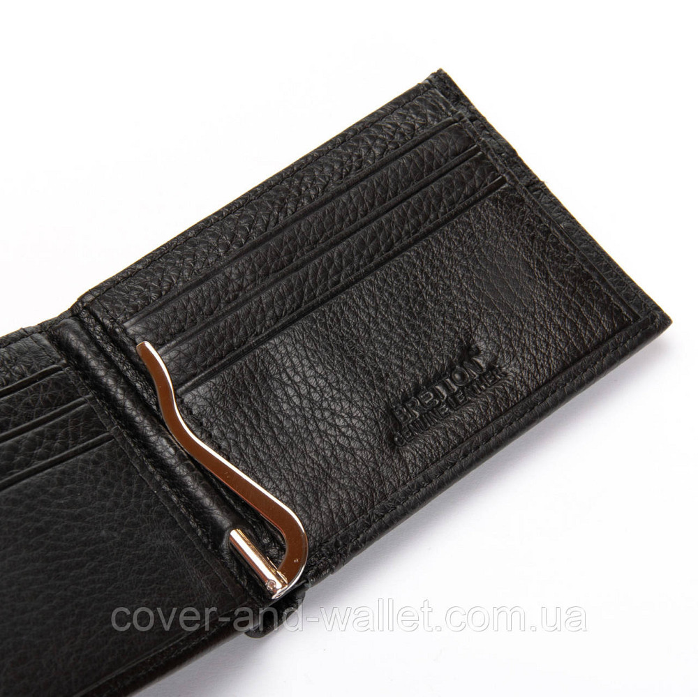 Маленький чоловічий гаманець затискач на багато карток чорного кольору Bretton Київ - фото 1