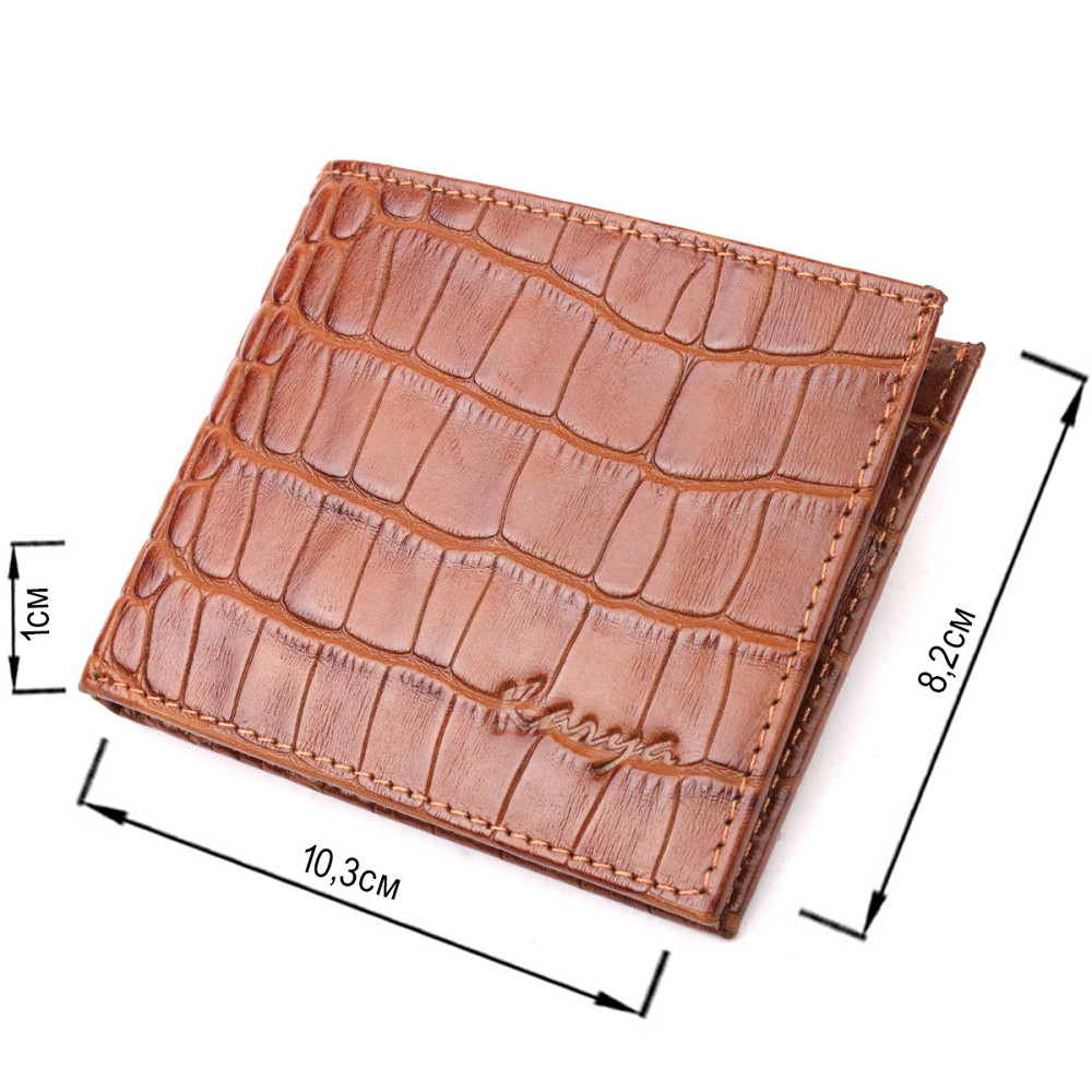 Небольшой мужской зажим из фактурной кожи под рептилию KARYA 21051 Коричневый Киев - изображение 3