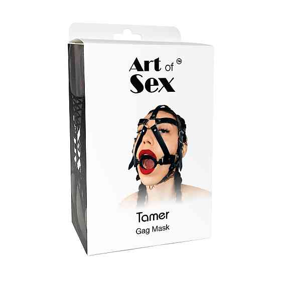 Кляп-маска с силиконовым кольцом Art of Sex - Tamer, Натуральная кожа, цвет Черный Sex Aura Киев