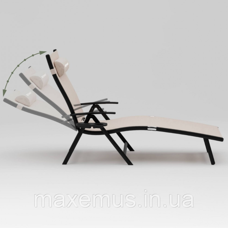 Шезлонг лежак раскладной Bonro BG 0 0 8 садовый с алюминиевой рамой и подстаканником бежевый Мостиска - изображение 3