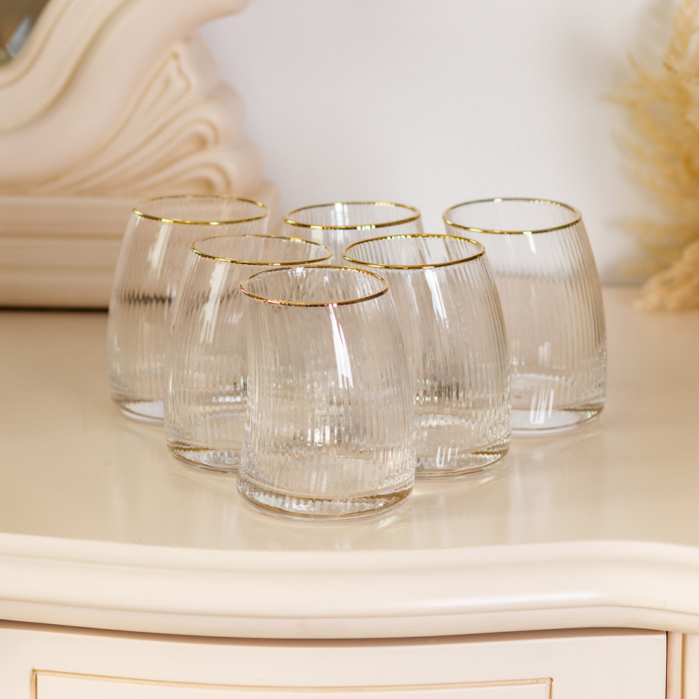 Yiwu Набір із 6 склянок 400 мл із вигнутими стінками та вертикальним рифленням HP-16-20 Коломия - фото 4