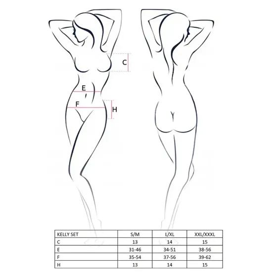 Комплект білизни Passion KELLY SET L/XL, black, ліф, трусики, пояс для панчох Львів