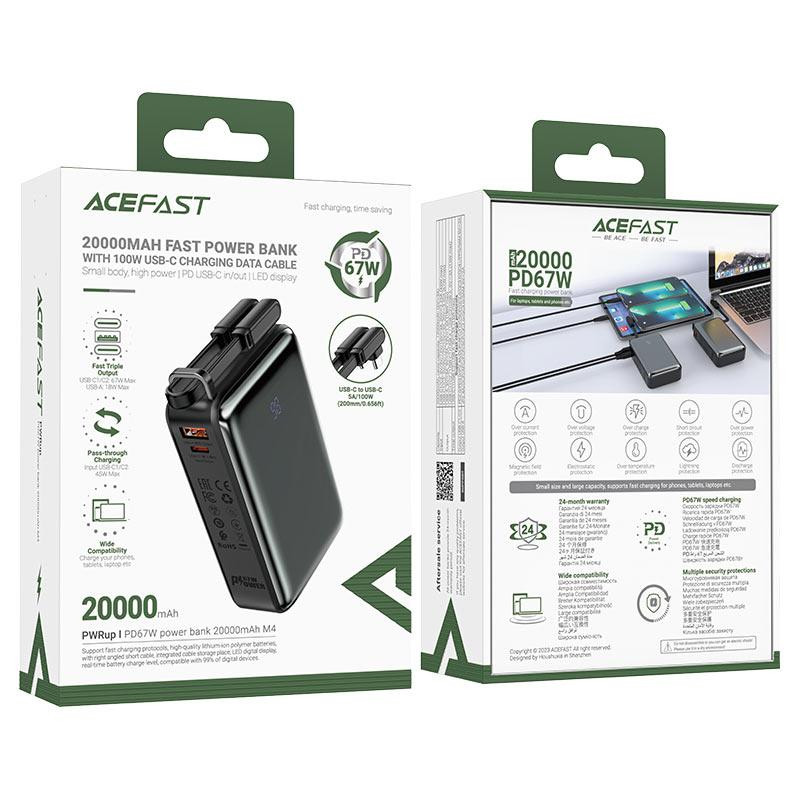 Павербанк 20000 mAh ACEFAST M4 PD67W швидка зарядка чорний power bank повербанк Одеса - фото 2
