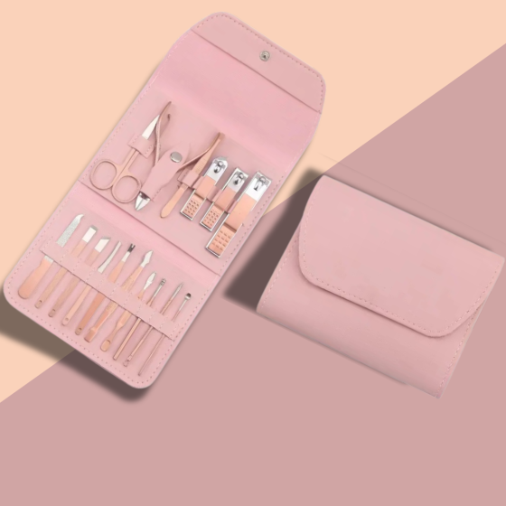 Набор для маникюра и педикюра в кейсе,пинцет,пилочка,ножницы универсальные предметы 16 шт, цвет коралловый Каменец-Подольский