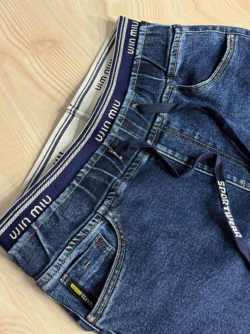Джинсы женские LDM 0250 МОМ бананы резинка на поясе батал большие размеры синие, синий, 30, 30, 84 см, 110 см Киев - изображение 12