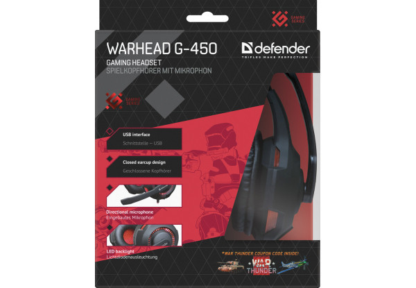 Гарнітура Defender Warhead G-450 Red-Black (64146) (6358195) Київ - фото 8