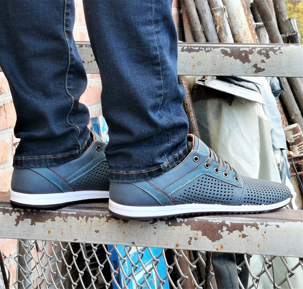 Мужские Мокасины Летние Синие Кроссовки Сеточка Серые (размеры: 40,41) Видео Обзор - 01-3 Днепр - изображение 4