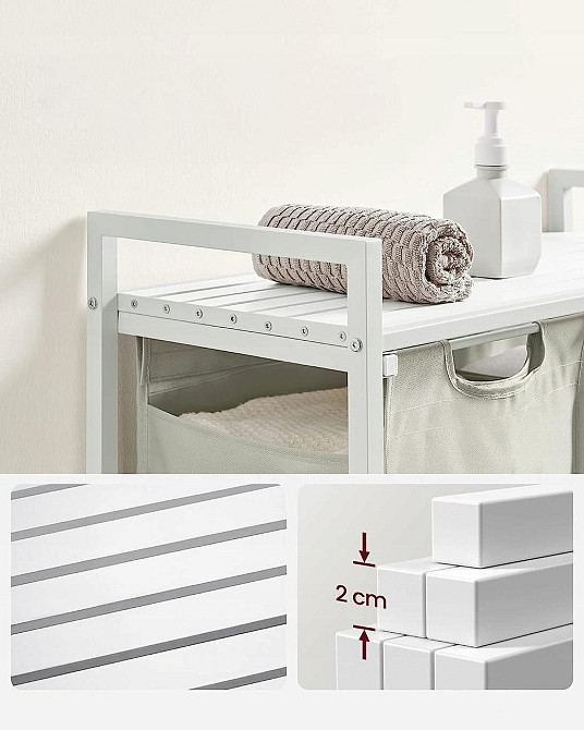 Кошик для білизни Leobert Chariot з двома відділеннями 2 x 46л білий Киев - изображение 4