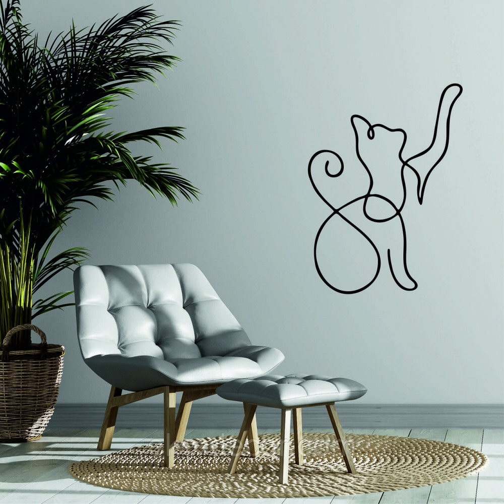 Декоративное настенное 3D Панно «Кот» Декор на стену с объемом 70*51 см, Черный Киев - изображение 3