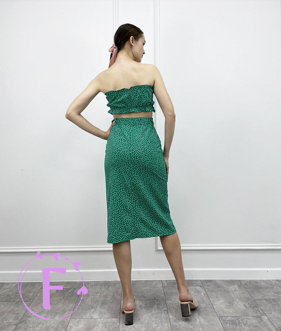 Летний топ с рюшами «Ruffie» оптом 44, Зелений, В горошок Киев - изображение 2