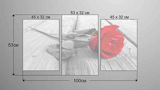 Модульна картина Квіти Троянда Art-235_3 Київ