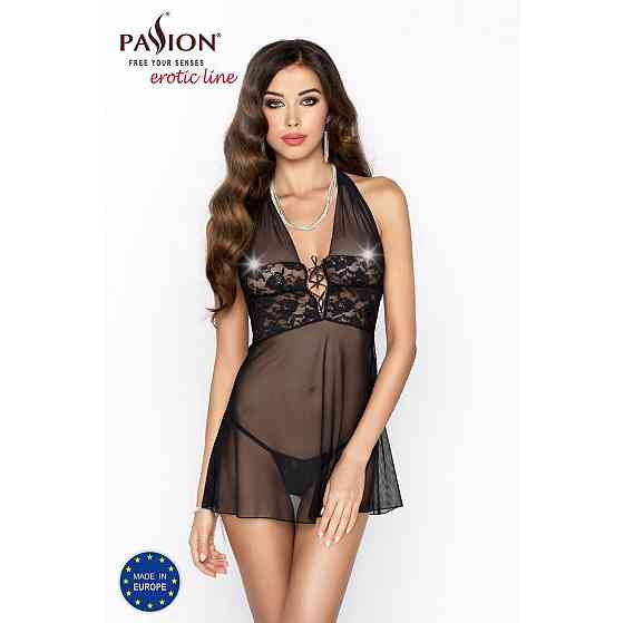 Прозора Сорочка приталена Passion TARANEE CHEMISE L/XL, black, трусики Sex Aura Київ