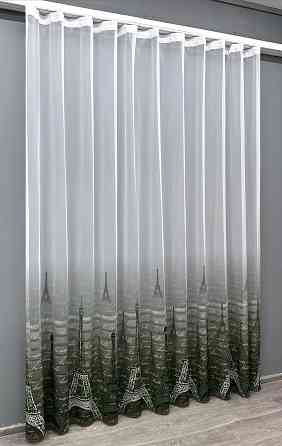 Тюль VR-Textil 1751т Нейлон з принтом Зелений з білим 350х270 см (42-0983) Київ