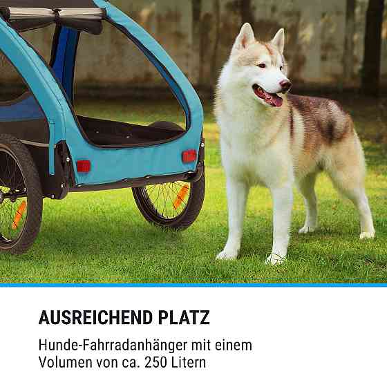 Велосипедний причіп для собак Husky приблизно 250 л 600D полотно Оксфорд синій (Німеччина, читати опис) Рівне