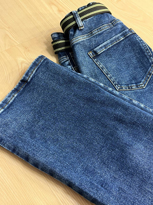 Джинсы женские Derun 8200 палаццо ровные талия на резинке с ремнем синие, синий, 31, 31, 83 см, 109 см Киев - изображение 19