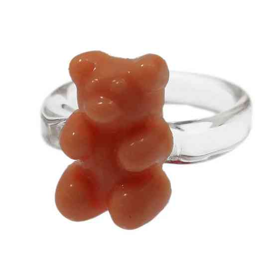 Кольцо с мишкой персиковое - окружность 4,5см (не регулируется), пластик Киев