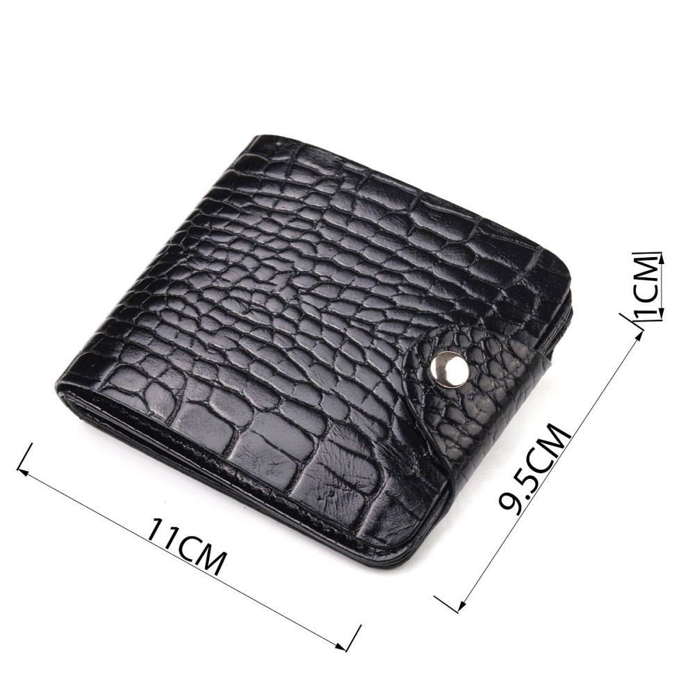 Стильне чоловіче портмоне у два складення з натуральної фактурної шкіри з тисненням під крокодила CANPELLINI 21572 Чорне Київ - фото 3