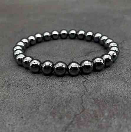 Гематитовый браслет 8 мм на резинке 19 см. Киев