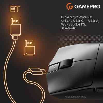 Мишка GamePro Genesis Wizard Wireless/Bluetooth/USB Black (GM160B) Вінниця
