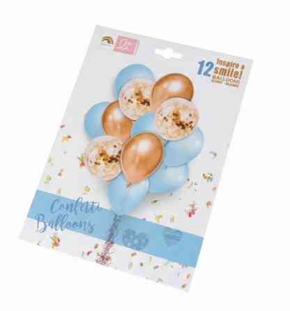 Набор шариков голубой с золотом 12шт для праздника для фотозоны Киев