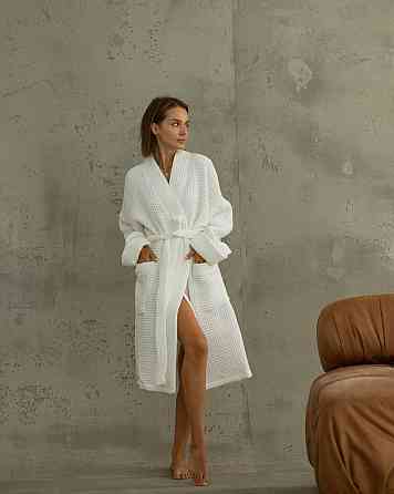 Жіночий халат з вафельної натуральної тканини Харків