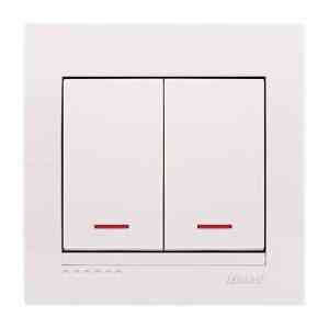 DERIY білий Вимикач внутрішній 2кл з підсвічуванням Лезард Житомир