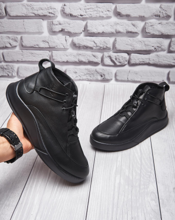 Чоловічі стильні черевики з натуральної шкіри ДЕМИ 999 черная кожа байка Харків