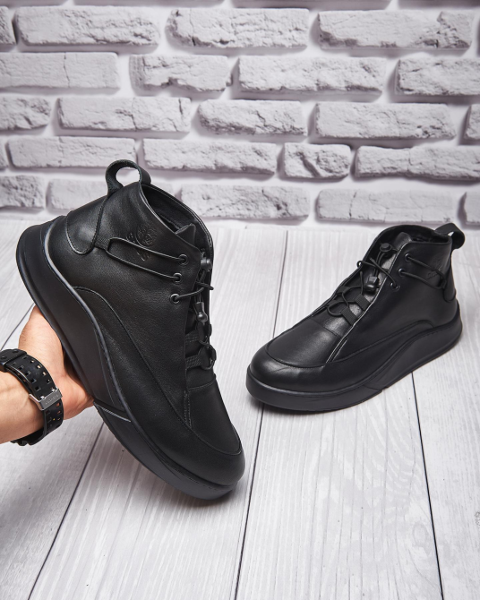 Чоловічі стильні черевики з натуральної шкіри ДЕМИ 999 черная кожа байка Харків - фото 3