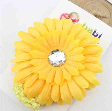 Жовта дитяча пов'язка з квіткою - розмір універсальний (на резинці), квітка 11см Київ